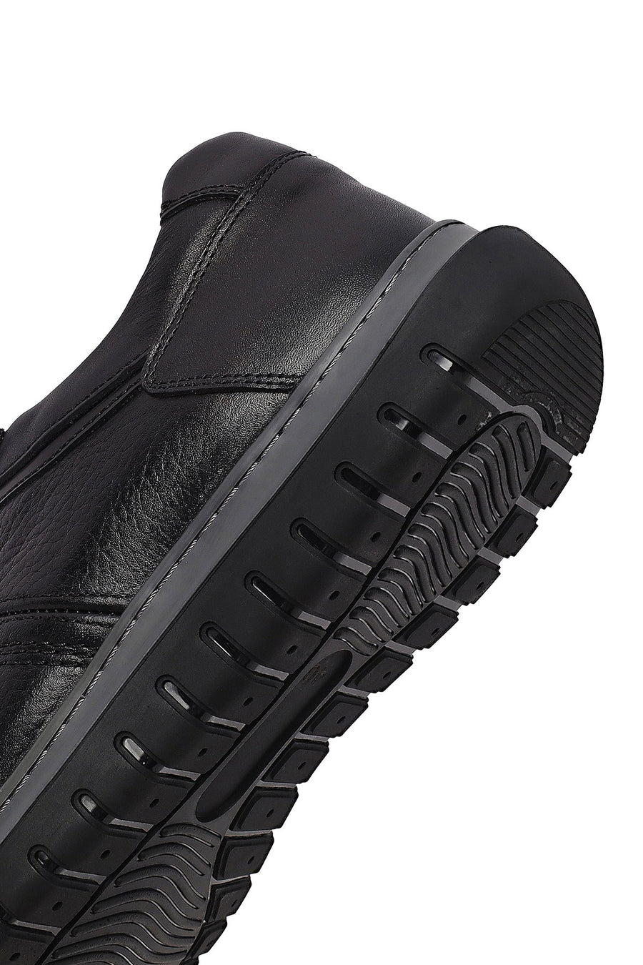 Erkek Siyah Bağcıklı Deri Sneaker