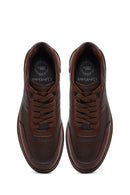 Erkek Kahverengi Bağcıklı Deri Sneaker | Derimod