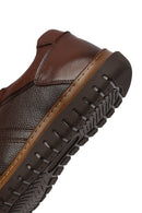 Erkek Kahverengi Bağcıklı Deri Sneaker | Derimod
