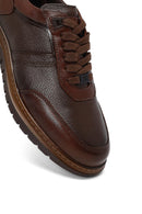 Erkek Kahverengi Bağcıklı Deri Sneaker | Derimod