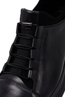 Erkek Siyah Bağcıklı Deri Casual Sneaker | Derimod