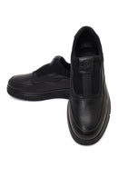 Men's Black Thick-Soled Leather Casual Comfort Sneaker | Derimod