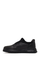Men's Black Thick-Soled Leather Casual Comfort Sneaker | Derimod