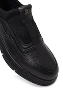 Men's Black Thick-Soled Leather Casual Comfort Sneaker | Derimod