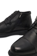 Erkek Siyah Bağcıklı Fermuarlı Deri Casual Bot | Derimod