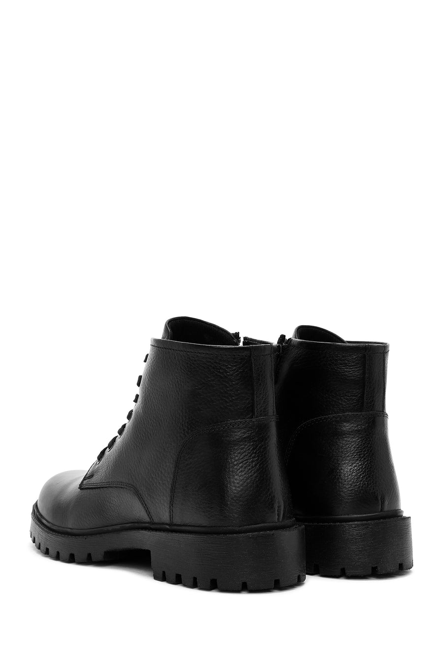 Men's Black Zippered Leather Casual Boots