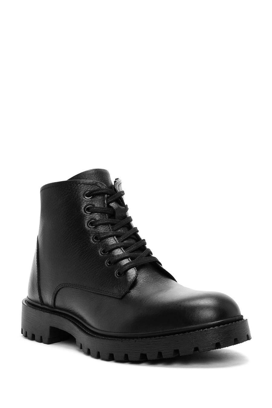 Men's Black Zippered Leather Casual Boots