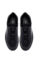 Men's Black Lace-Up Leather Casual Sneakers | Derimod