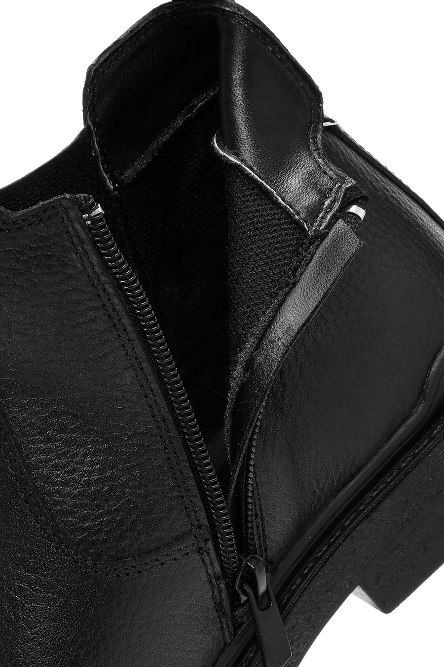 Men's Black Zippered Leather Casual Boots