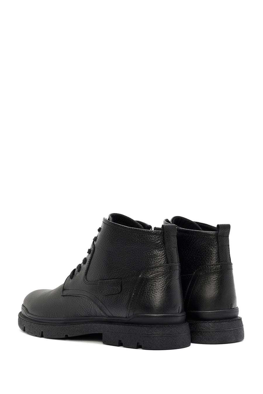 Men's Black Zippered Leather Casual Boots