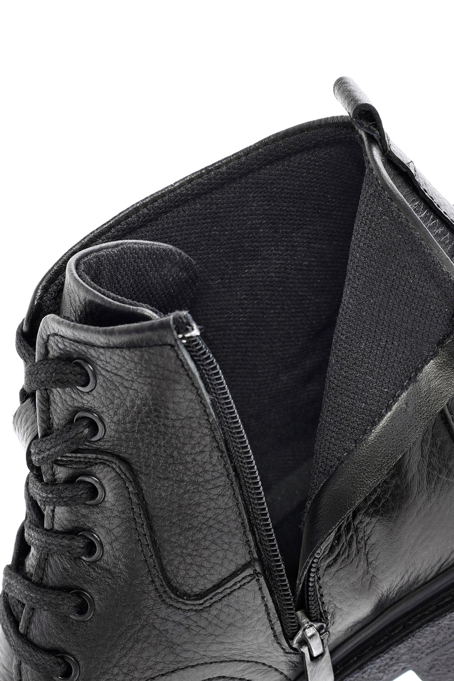 Men's Black Zippered Leather Casual Boots