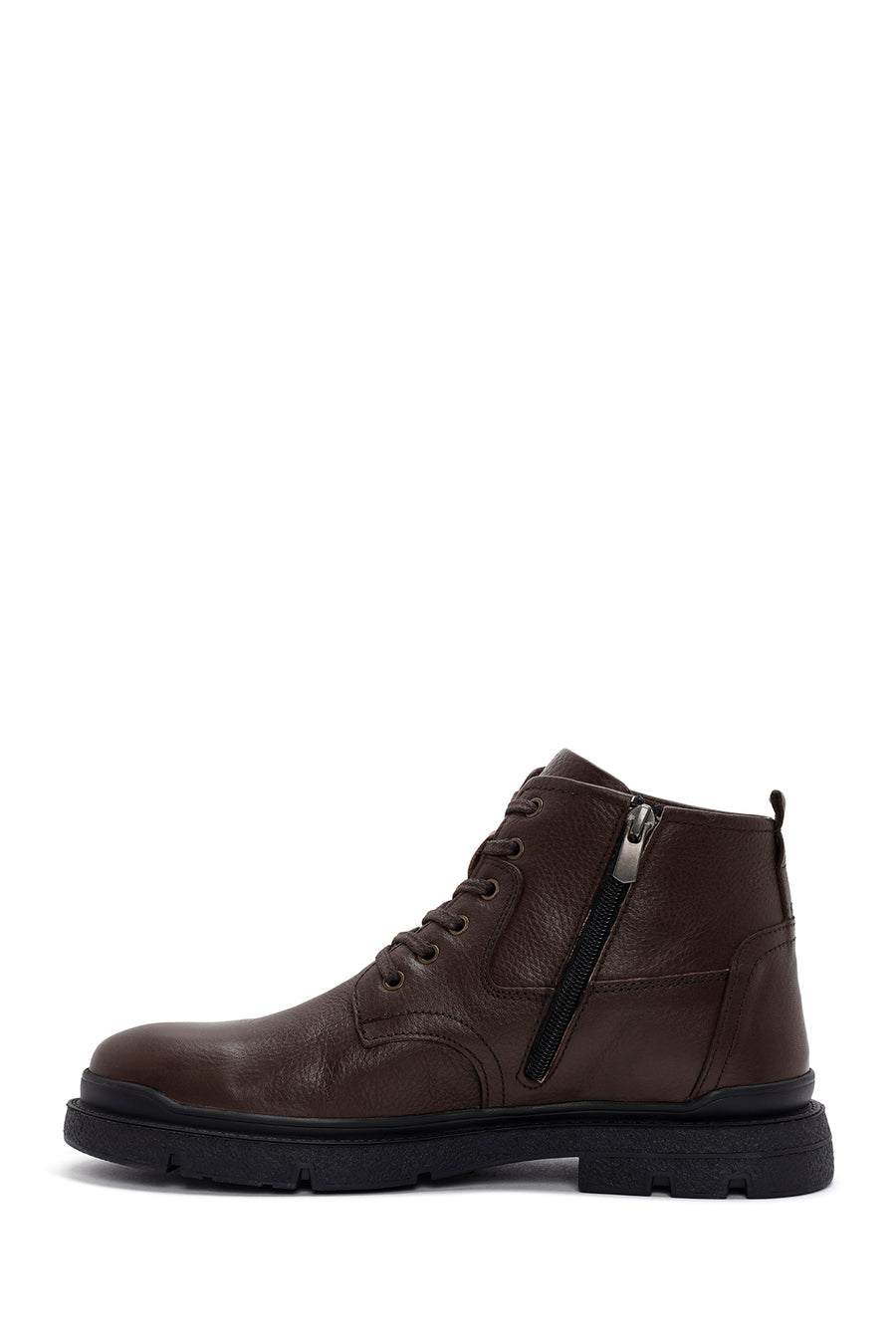 Men's Brown Zippered Leather Casual Boots