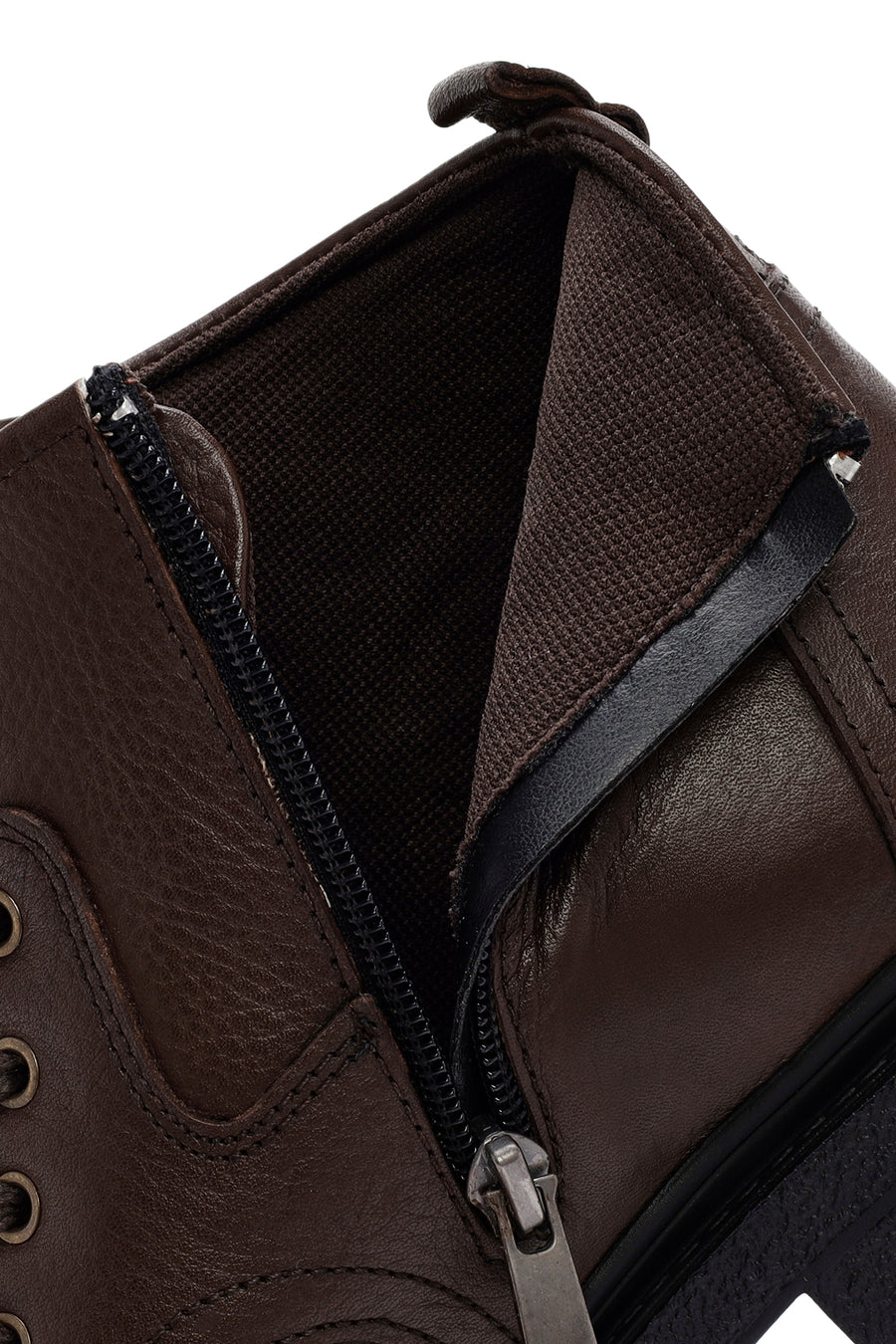 Men's Brown Zippered Leather Casual Boots