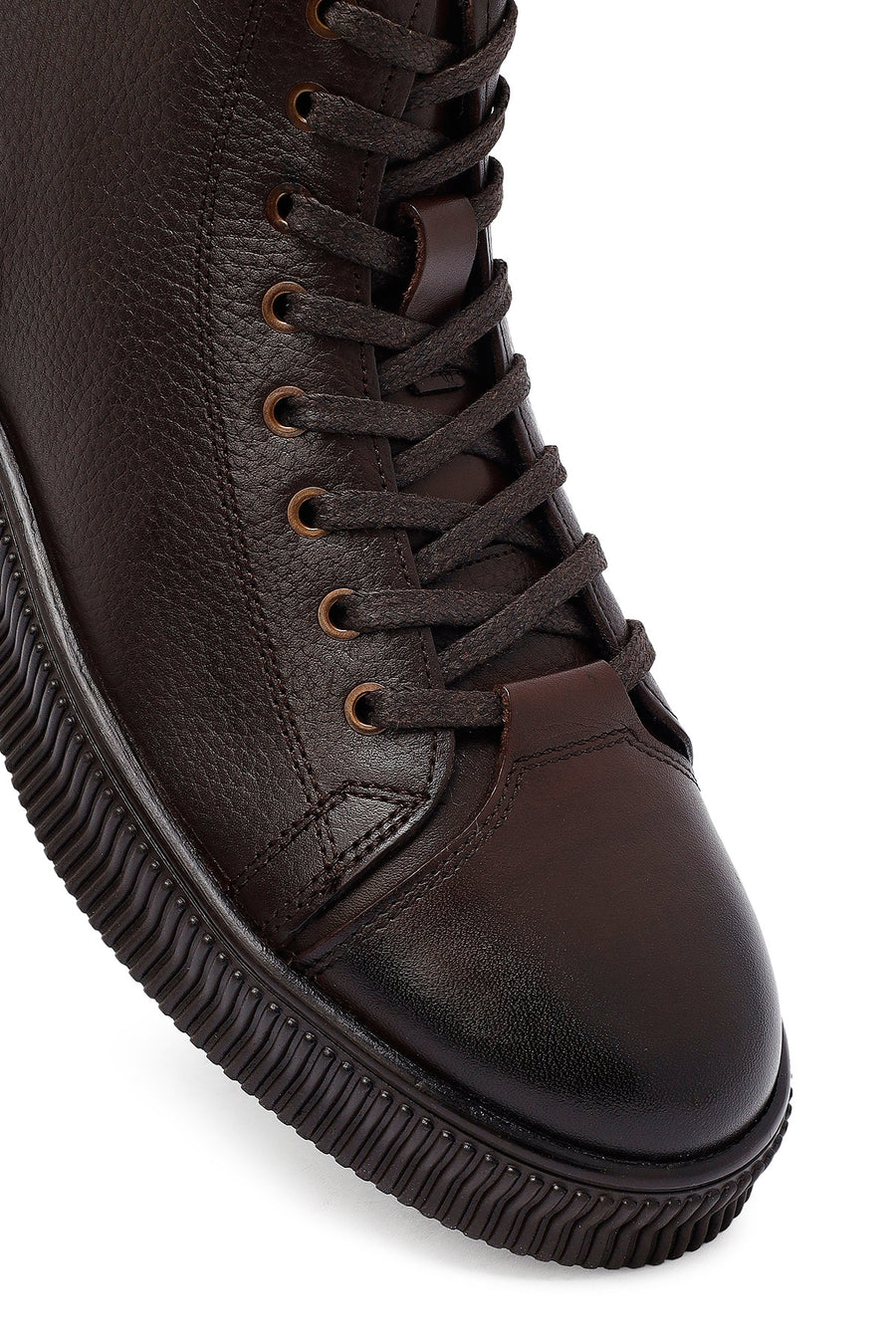 Men's Brown Lace-Up Zipper Leather Sports Boots