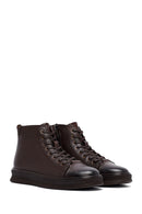Men's Brown Lace-Up Zipper Leather Sports Boots | Derimod