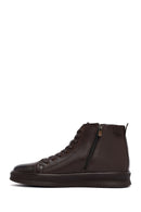 Men's Brown Lace-Up Zipper Leather Sports Boots | Derimod