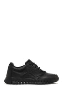 Men's Black Lace-Up Thick-Soled Leather Casual Sneaker | Derimod