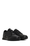 Men's Black Lace-Up Thick-Soled Leather Casual Sneaker | Derimod