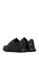 Men's Black Lace-Up Thick-Soled Leather Casual Sneaker | Derimod