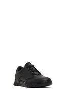 Men's Black Lace-Up Thick-Soled Leather Casual Sneaker | Derimod