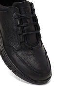 Men's Black Lace-Up Thick-Soled Leather Casual Sneaker | Derimod