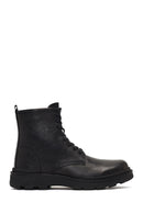 Men's Black Lace-Up Zipper Leather Casual Boot | Derimod