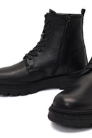 Men's Black Lace-Up Zipper Leather Casual Boot | Derimod