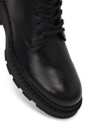 Men's Black Lace-Up Zipper Leather Casual Boot | Derimod