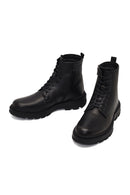 Men's Black Lace-Up Zipper Leather Casual Boot | Derimod
