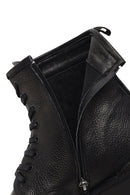 Men's Black Lace-Up Zipper Leather Casual Boot | Derimod