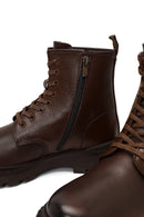 Erkek Kahverengi Bağcıklı Fermuarlı Deri Casual Bot | Derimod