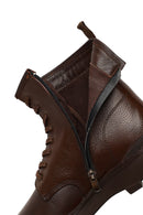 Erkek Kahverengi Bağcıklı Fermuarlı Deri Casual Bot | Derimod