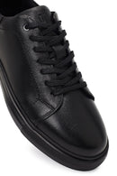 Erkek Siyah Bağcıklı Deri Sneaker | Derimod