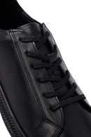 Erkek Siyah Bağcıklı Deri Casual Sneaker | Derimod