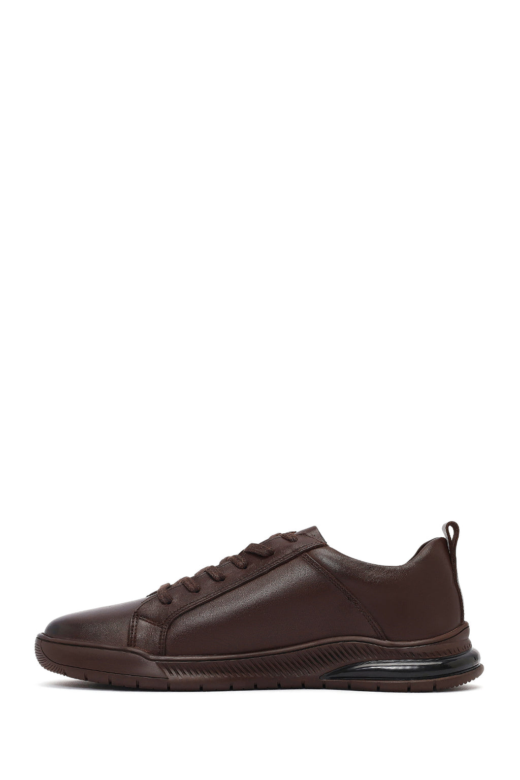 Erkek Kahverengi Bağcıklı Deri Casual Sneaker