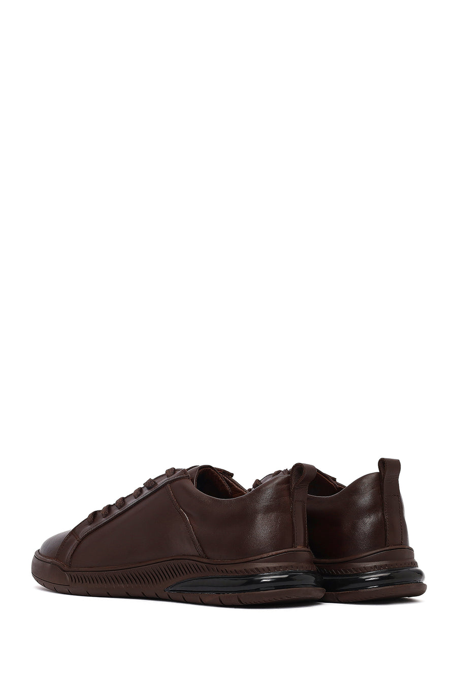 Erkek Kahverengi Bağcıklı Deri Casual Sneaker