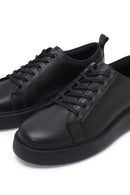 Erkek Siyah Bağcıklı Deri Sneaker | Derimod