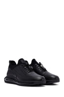 Men's Black Lace-Up Thick-Soled Leather Casual Sneakers | Derimod