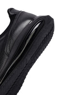 Men's Black Lace-Up Thick-Soled Leather Casual Sneakers | Derimod