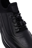 Men's Black Lace-Up Thick-Soled Leather Casual Sneakers | Derimod