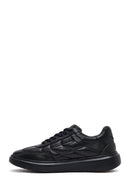Men's Black Lace-Up Thick-Soled Printed Leather Sneakers | Derimod