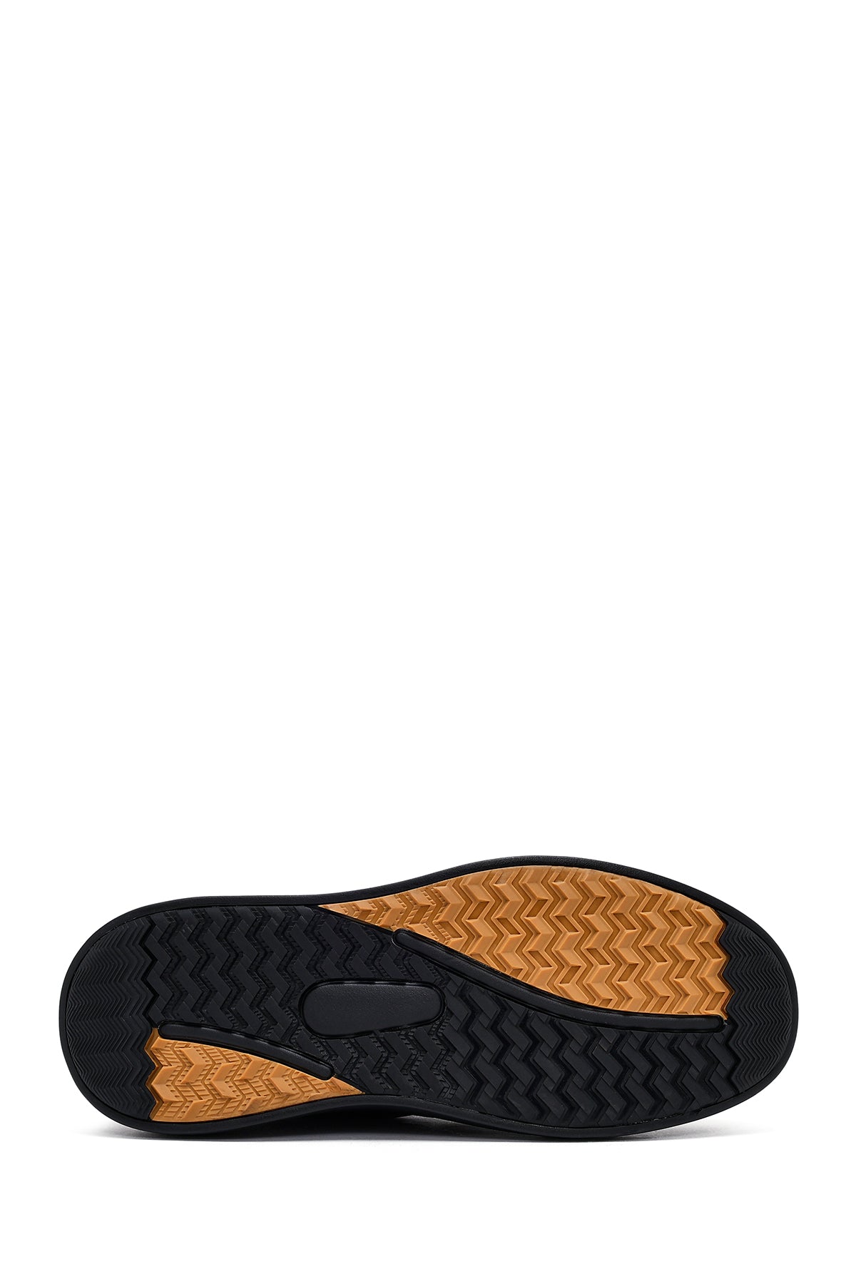 Erkek Siyah Bağcıklı Kalın Tabanlı Baskılı Deri Sneaker