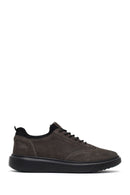Men's Gray Lace-Up Thick-Soled Nubuck Leather Sneaker | Derimod