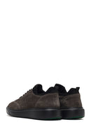 Men's Gray Lace-Up Thick-Soled Nubuck Leather Sneaker | Derimod