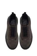 Men's Gray Lace-Up Thick-Soled Nubuck Leather Sneaker | Derimod