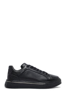 Men's Black Lace-Up Thick Sole Leather Sneakers | Derimod