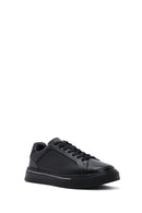 Men's Black Lace-Up Thick Sole Leather Sneakers | Derimod