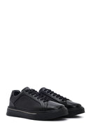 Men's Black Lace-Up Thick Sole Leather Sneakers | Derimod