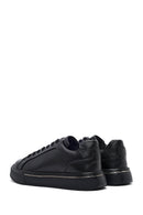 Men's Black Lace-Up Thick Sole Leather Sneakers | Derimod