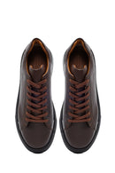 Men's Brown Lace-Up Thick-Soled Leather Sneakers | Derimod